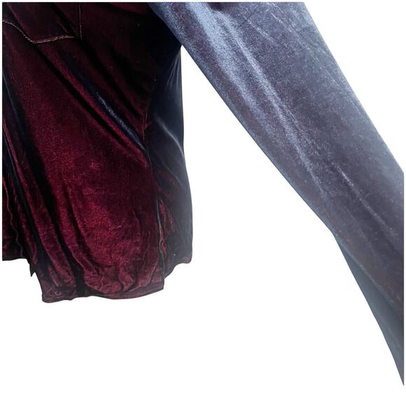 Express World Brand Y2K Velvet Button Down Two Tone Red Blue Size Large - Picture 10 of 16